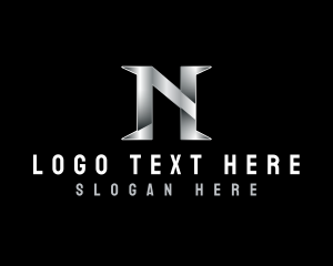 Letternark - Metal Industrial Steel Letter N logo design