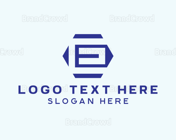 Hexagon Geometric Letter E Logo