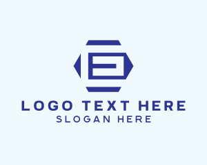 Hexagon Geometric Letter E Logo