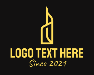 Yellow Line Art Tower  logo design