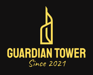 Yellow Line Art Tower  logo design