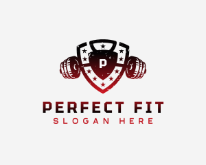 Barbell Shield Fitness logo design