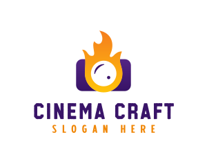 Filmmaking - Fire Camera Lens logo design