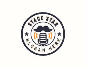 Mustache Microphone Podcast logo design