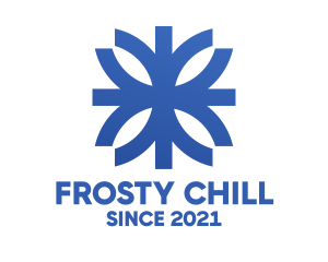 Freezer - Blue Floral Snowflake logo design