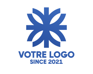 Winter - Blue Floral Snowflake logo design