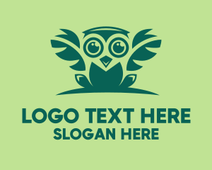 Bird Of Prey - Green Owl Bird logo design