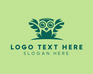 Environmental - Owl Leaf Wings logo design
