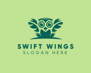 Owl Leaf Wings logo design