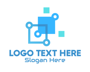 Blue Digital Tech Squares logo design