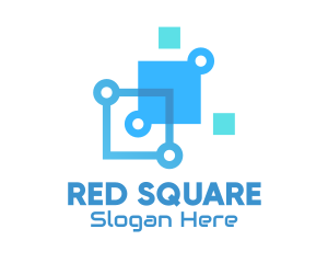 Blue Digital Tech Squares logo design