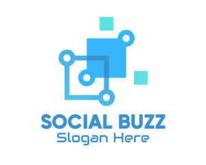 Twitter - Blue Digital Tech Squares logo design