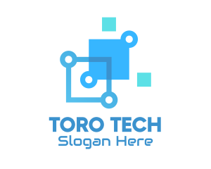 Blue Digital Tech Squares logo design