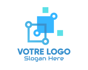 Blue Digital Tech Squares logo design