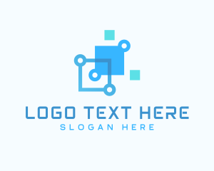 Blue Digital Tech Squares Logo