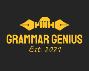 Grammar - Fountain Pen Dumbbell logo design