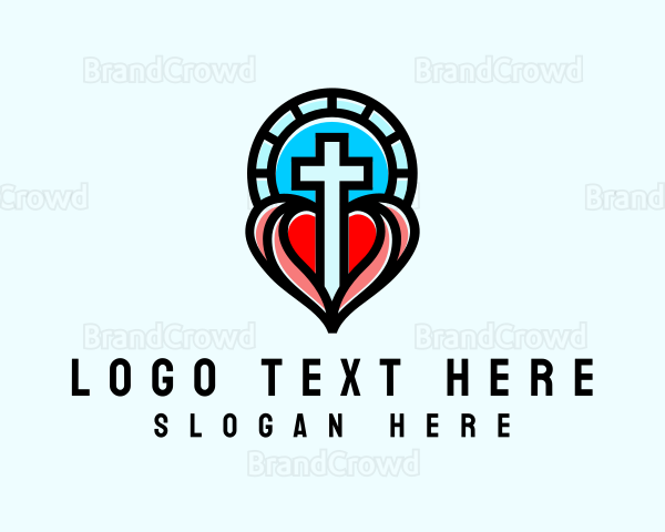 Church Crucifix Heart Logo