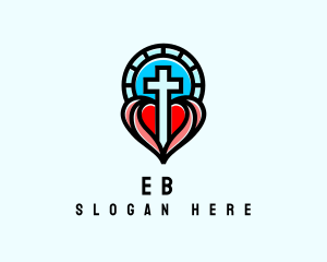 Church Crucifix Heart Logo