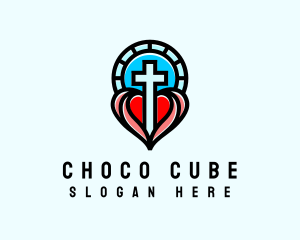 Chruch - Church Crucifix Heart logo design