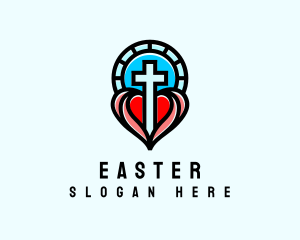 Fellowship - Church Crucifix Heart logo design