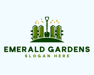 Landscaping Fence Shovel logo design