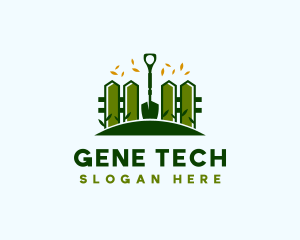 Landscaping Fence Shovel logo design