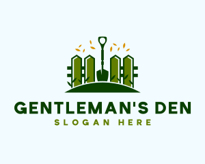 Landscaping Fence Shovel logo design