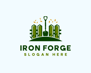 Landscaping Fence Shovel logo design