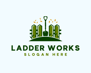 Landscaping Fence Shovel logo design