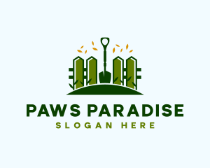 Landscaping Fence Shovel logo design