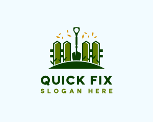 Landscaping Fence Shovel logo design