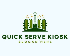 Landscaping Fence Shovel logo design