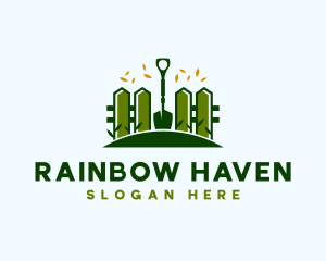 Landscaping Fence Shovel logo design