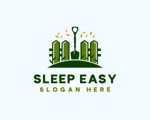 Landscaping Fence Shovel logo design