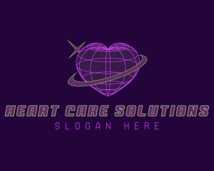 Heart Y2K Orbit logo design