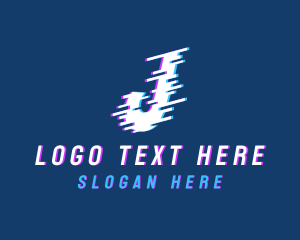 Technology Glitch Letter J Logo