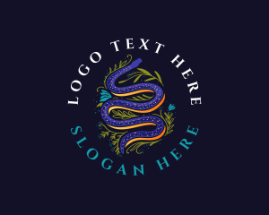 Snake - Boho Serpent Floral logo design