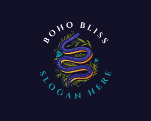 Boho Serpent Floral logo design