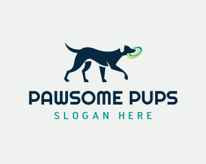 Dog Pet Frisbee Fetch logo design