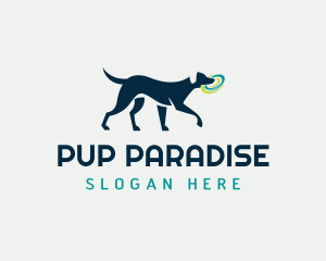 Dog Pet Frisbee Fetch logo design