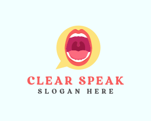 Speak - Mouth Speech Balloon logo design