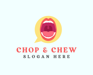 Speak - Mouth Speech Balloon logo design