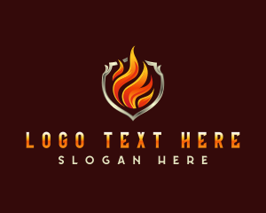 Fireball - Blazing Fire Shield logo design