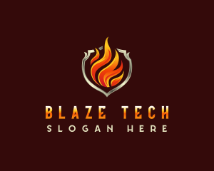 Blazing Fire Shield logo design