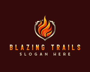 Blazing Fire Shield logo design