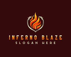 Fireball - Blazing Fire Shield logo design