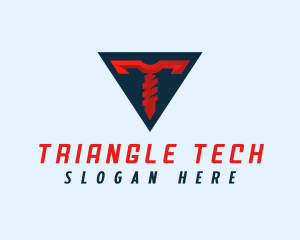 Triangle Screw Letter T logo design