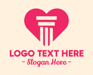 Concrete - Pink Pillar Heart logo design