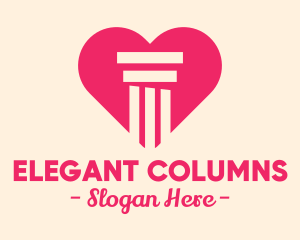 Pink Pillar Heart logo design