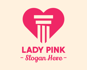 Pink Pillar Heart logo design